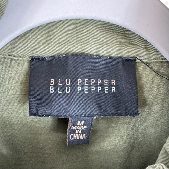 Blue Pepper Green Full Zip Lace Detail Cotton Denim Utility Jacket Size M - Picture 10 of 12